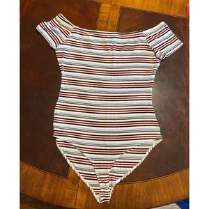 Charlotte Russe bodysuit knit tops off the shoulder Med